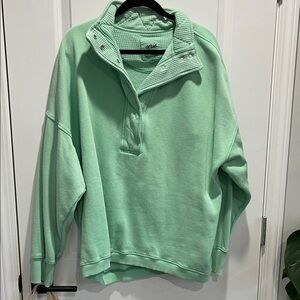 Aerie Mint Green Snap Collar Sweatshirt